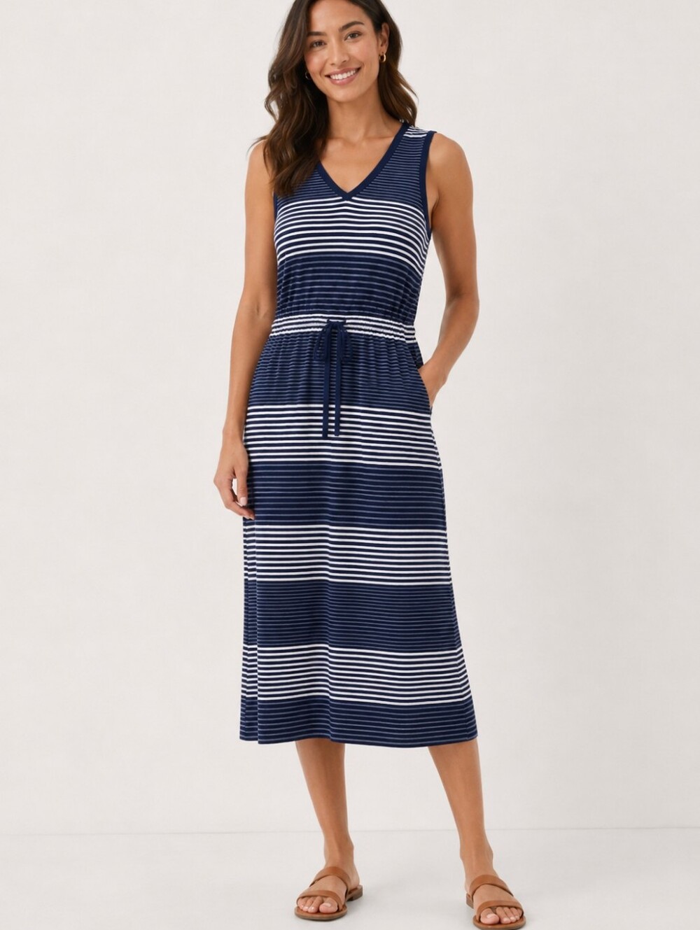 Vince Camuto Navy and White Striped Dress